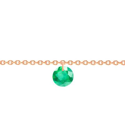 750/1000 Rose Gold & 4.5 mm Drilled Emerald Bracelet, Length 14 cm to 17 cm - Ocarat