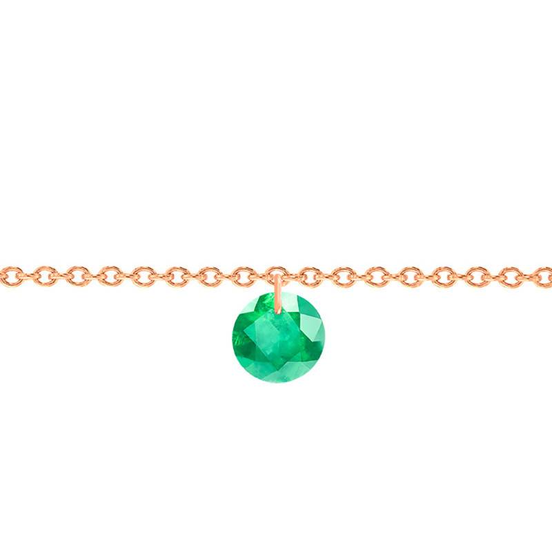 750/1000 Rose Gold & 4.5 mm Drilled Emerald Bracelet, Length 14 cm to 17 cm - Ocarat