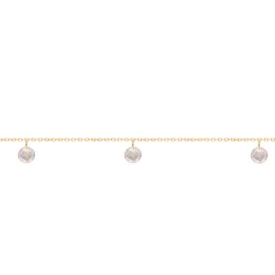 Bracelet Cristaux Ronds Blancs en Or Jaune 375, Longueur 18,5 cm - Ocarat