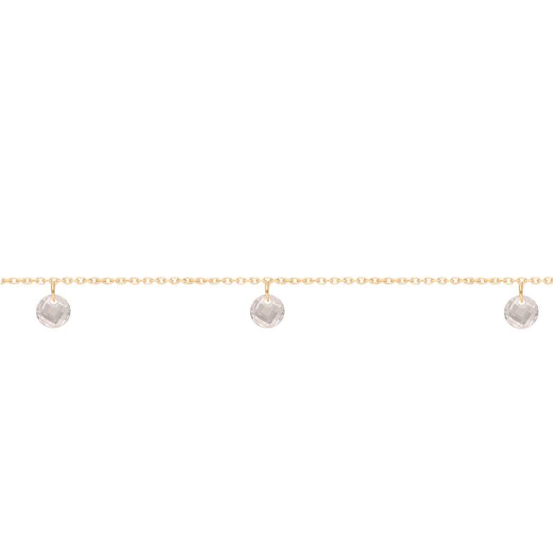 375/1000 Yellow Gold & White Round Crystal Bracelet, 18.5 cm Length - Ocarat