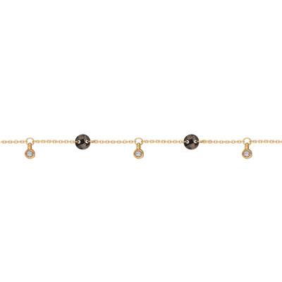 Bracelet Cristaux Ronds Noirs & Blancs en Or Jaune 375, Longueur 18,50 cm - Ocarat