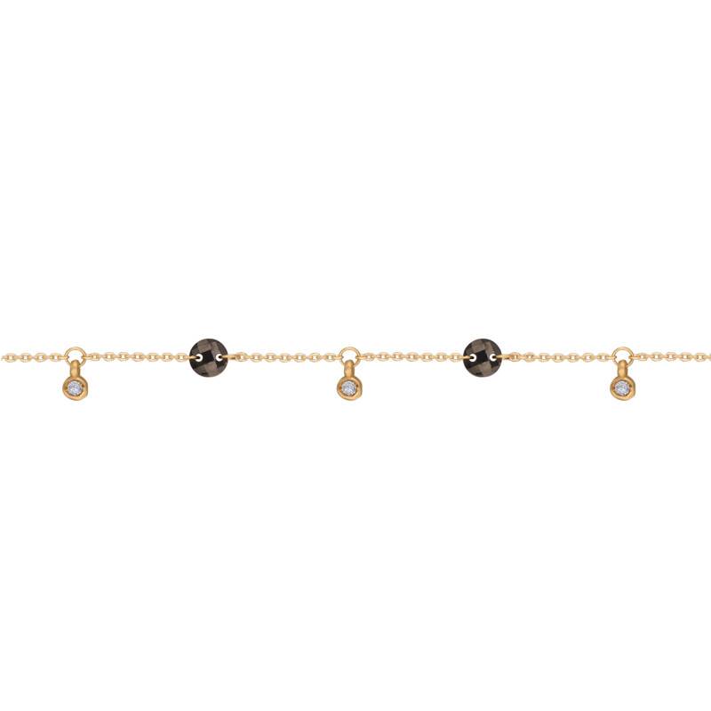 375 Yellow Gold Black & White Round Crystal Bracelet, 18.50 cm - Ocarat