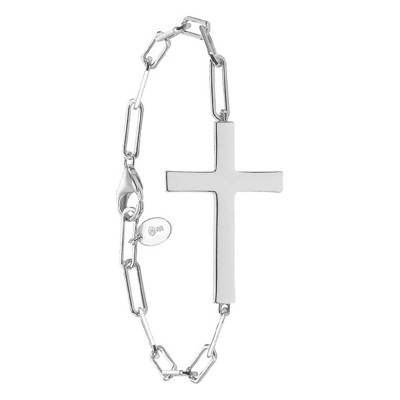 925 Silver Marie Cross Chain Bracelet, 18 cm Length - Orus Bijoux