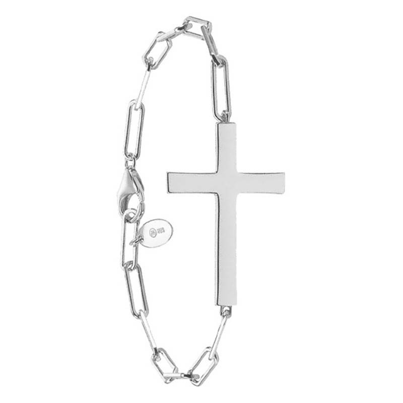925 Silver Marie Cross Chain Bracelet, 18 cm Length - Orus Bijoux