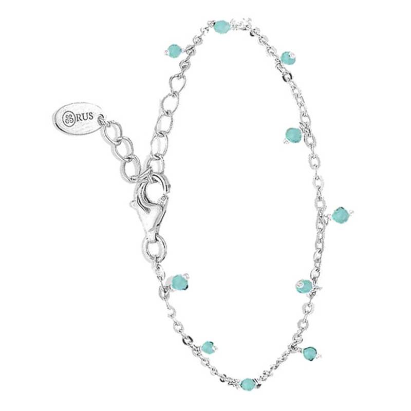 925 Sterling Silver Rhodium & Small Turquoise Pearl Drop Bracelet, 18 cm - Orus Bijoux