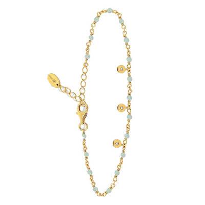 925/1000 Gold-Plated Silver & Aventurine Bead Small Tassel Bracelet, Length 18 cm - Orus Bijoux