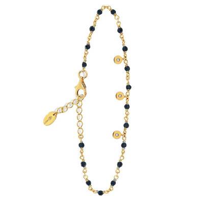 Bracelet argent doré petites pampilles serties et spinelle, Longueur 18 cm - Orus Bijoux