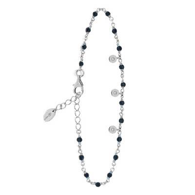 Bracelet argent rhodié petites pampilles serties et spinelle, 18 cm - Orus Bijoux
