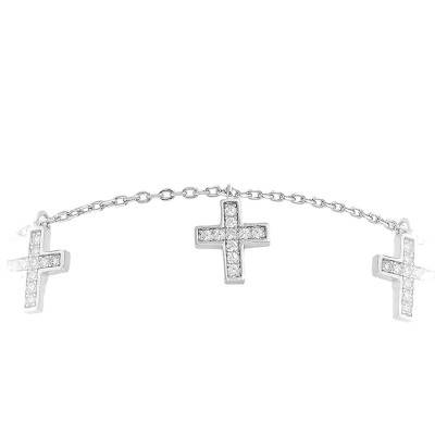 Sterling Silver Santa Bracelet with White Cubic Zirconia, 19 cm Length - Orus Bijoux