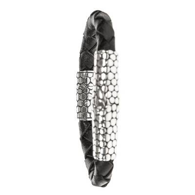 Exotic Snake Scale Leather and 925 Silver Bracelet, Length 20 cm to 21 cm - Orus Bijoux