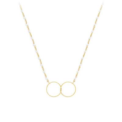925/1000 Gold-Plated Silver & White Moonstone Necklace, 38 cm - Orus Bijoux