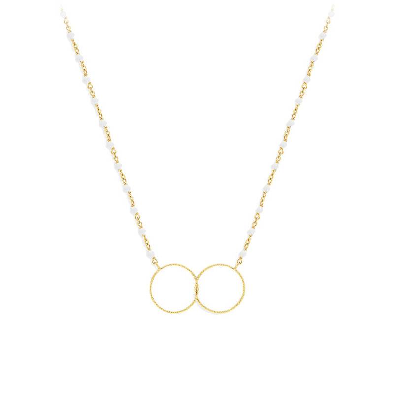 925/1000 Gold-Plated Silver & White Moonstone Necklace, 38 cm - Orus Bijoux