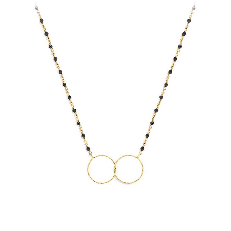 925/1000 Gold-Plated Silver & Black Spinel Dangle Necklace, 38 cm Length - Orus Bijoux