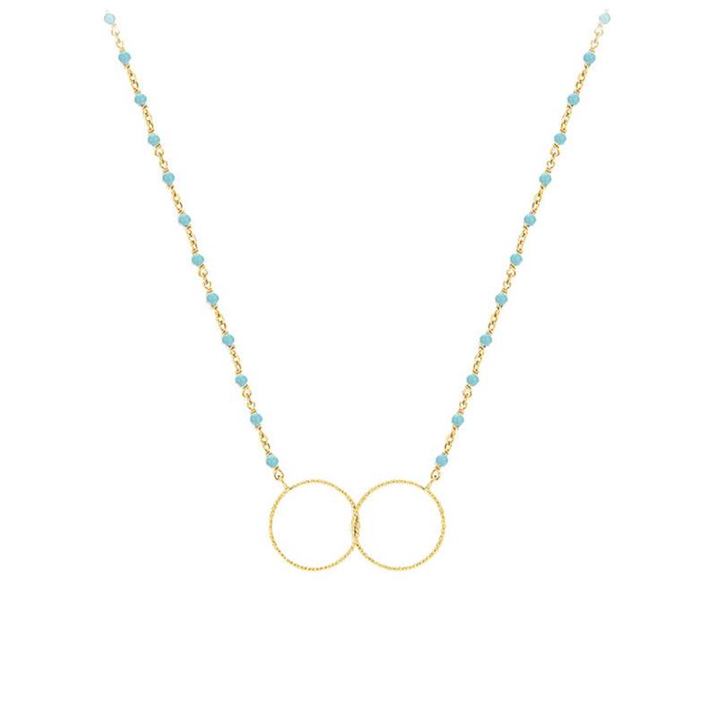 925/1000 Gold-Plated Silver & Turquoise Stone Necklace, 38 cm Length - Orus Bijoux