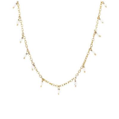 925 Gold-Plated Silver & Moonstone Bead Necklace, 41 cm - Orus Bijoux