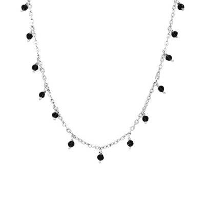 Collier argent rhodié petites gouttes perles spinelle, Longueur 41 cm - Orus Bijoux
