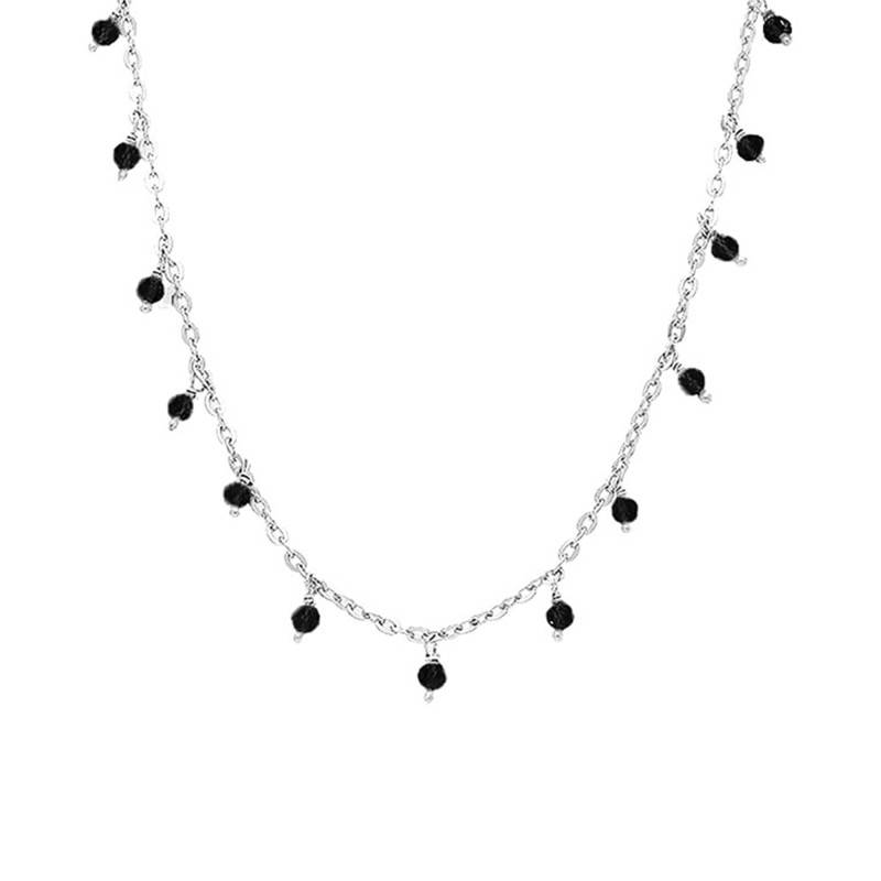 925 Rhodium-Plated Silver & Spinel Dangles Necklace, 41 cm - Orus Bijoux