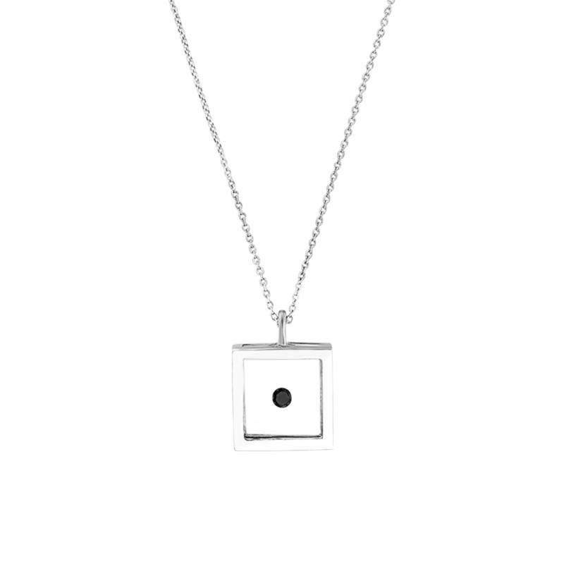 925 Silver Black Diamond Micro Square Necklace 55 Cm - Pascal MORABITO
