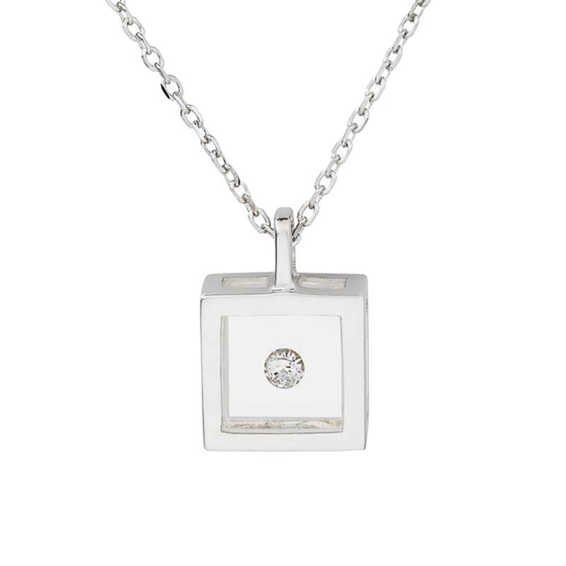 925 Sterling Silver & Diamond Micro Square Necklace, Length 44 cm - Pascal MORABITO