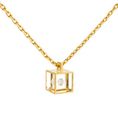 750/1000 Yellow Gold & Diamond 0.03 ct Micro Cube Necklace, Length 42 cm - Pascal MORABITO