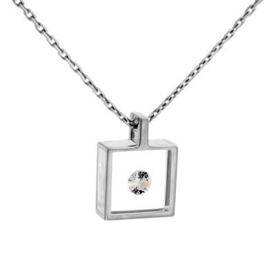 750/1000 White Gold & Diamond 0.1 ct Micro Square Necklace, Length 42 cm - Pascal MORABITO