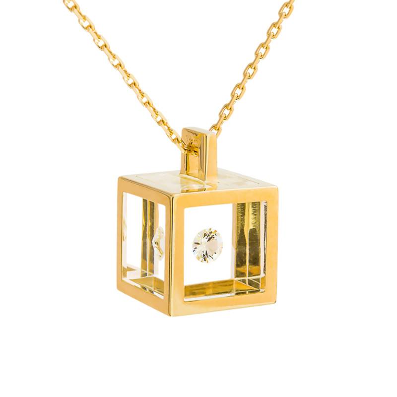 Yellow Gold 750/1000 & 0.1 ct Diamond Cube Necklace, Length 42 cm - Pascal MORABITO