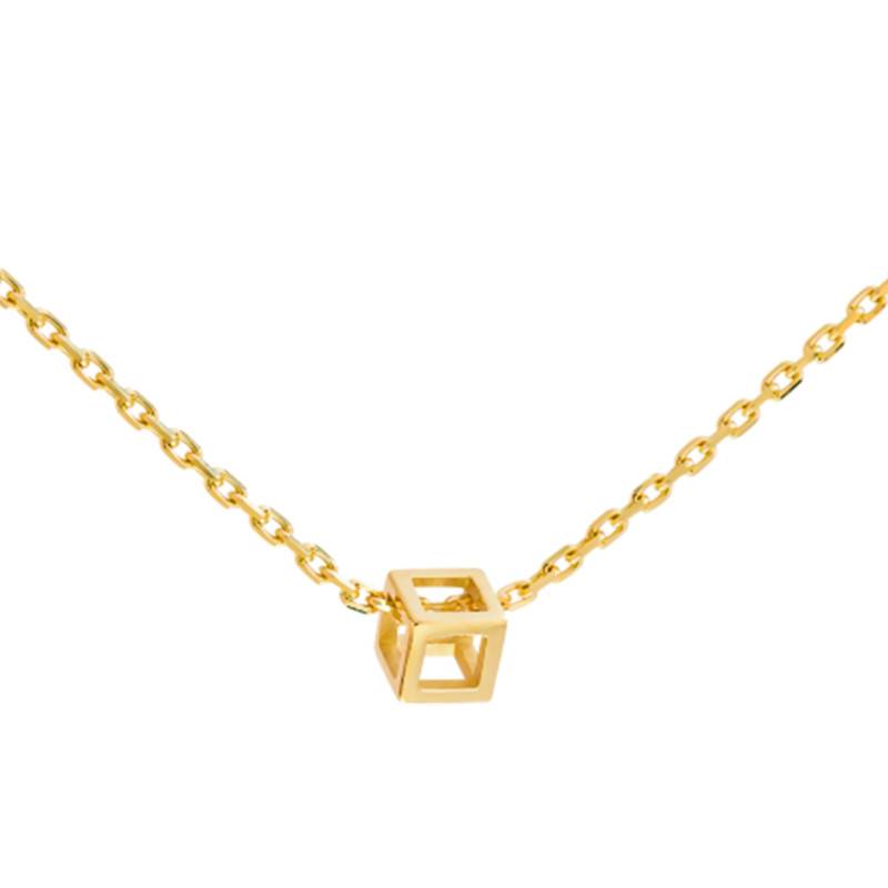 750 Yellow Gold Nano Cube Necklace, 42 cm Length - Pascal MORABITO