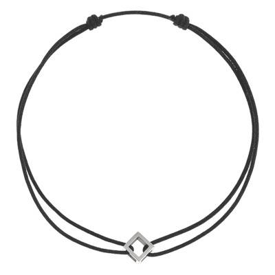Bracelet Mini Quadrature Or Blanc Cordon - Pascal MORABITO