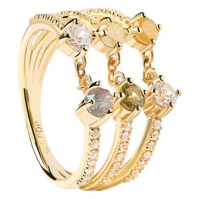 Bague JUNO Juno Doré Zircons et Labradorite - AN01-655-10 - Pdpaola