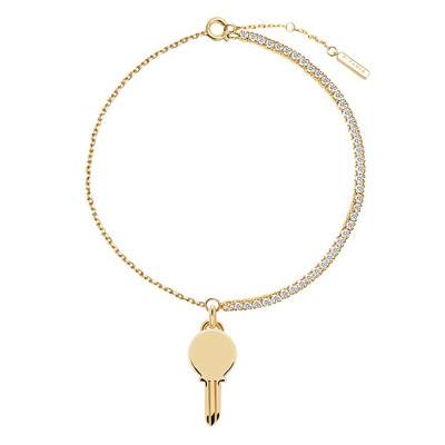 750/1000 Yellow Gold-Plated & White Zirconia Eternum Key Bracelet, 15 cm to 18 cm - PU01-123-U - Pdpaola