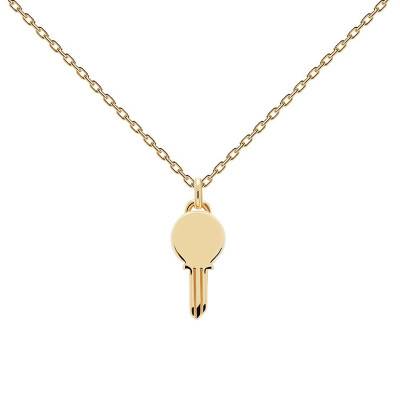Gold-Plated Eternum Key Necklace, Adjustable Length 40 cm to 50 cm - CO01-245-U - Pdpaola