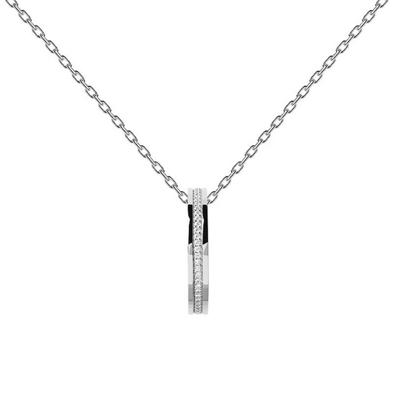 Essential Treasures Infinity Silver Sterling Silver 925 & White Zirconium Oxides Necklace, Length 40 cm to 50 cm - CO02-437-U - Pdpaola