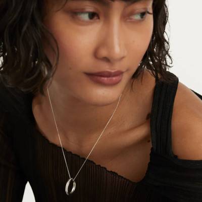 Essential Treasures Infinity Silver Sterling Silver 925 & White Zirconium Oxides Necklace, Length 40 cm to 50 cm - CO02-437-U - Pdpaola