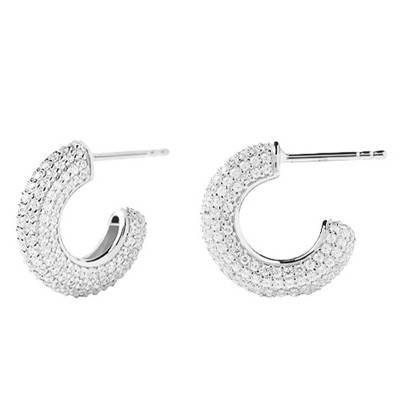 Boucles d'Oreilles Argent & Zircons Blancs King Silver, 1 cm - Collection Essential Treasures -AR02-576-U - Pdpaola