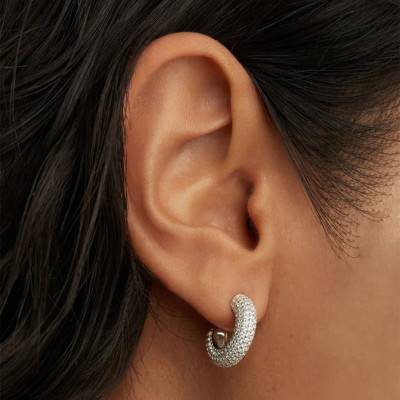 Boucles d'Oreilles Argent & Zircons Blancs King Silver, 1 cm - Collection Essential Treasures -AR02-576-U - Pdpaola