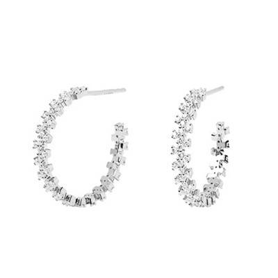 Boucles d'Oreilles Argent & Zircons Blancs Crown Silver, 22 mm - Collection Essential Treasures - Pdpaola