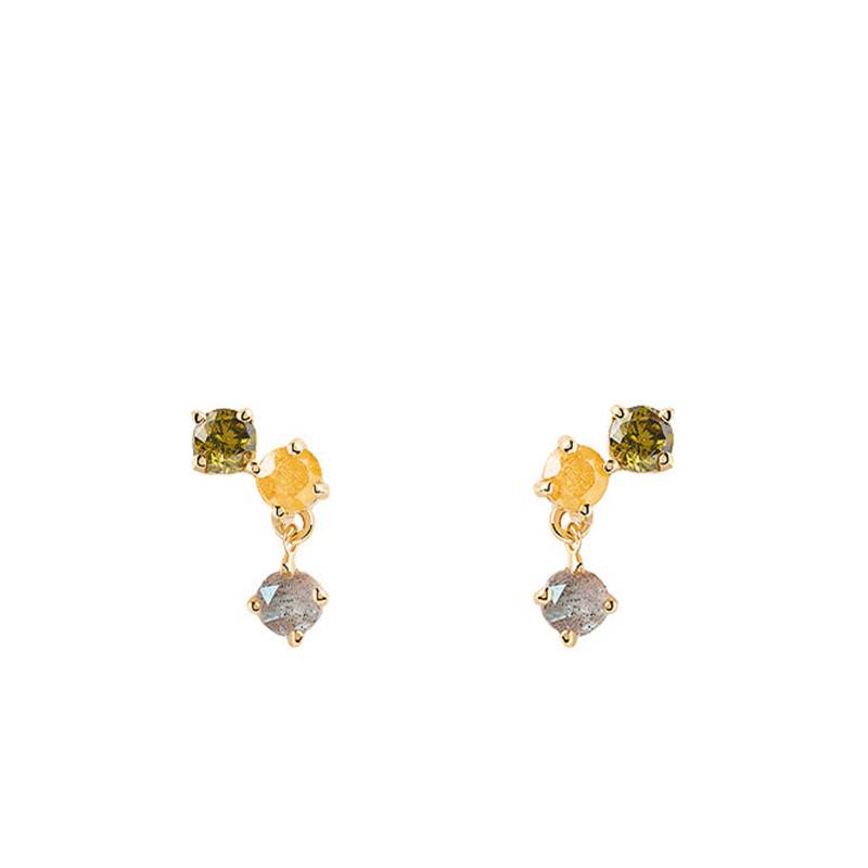 JUNO Gold Zirconia & Labradorite Drop Earrings AR01-544-U - Pdpaola