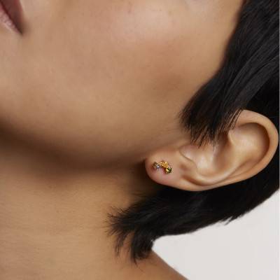 Boucles d'Oreilles JUNO Flora Zircons et Labradorite Doré - AR01-543-U - Pdpaola