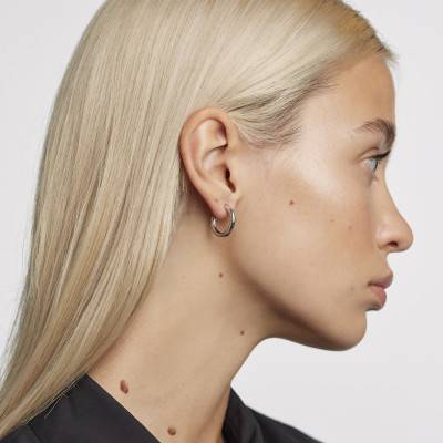 Medium Cloud Silver Hoop Earrings, Diameter 18 mm - AR02-377-U - Pdpaola