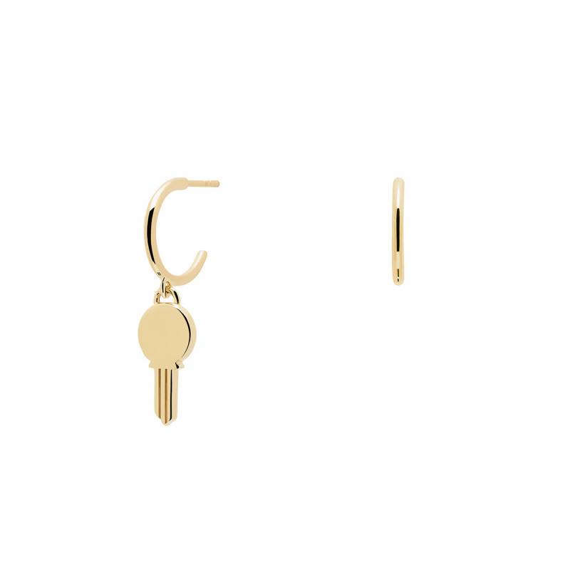 Yellow Gold-Plated Eternum Key Stud Earrings, Diameter 12 mm - AR01-363-U - Pdpaola
