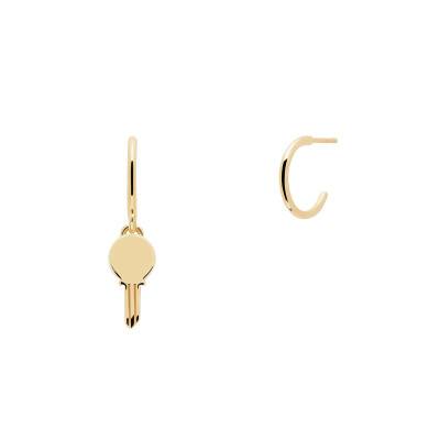 Yellow Gold-Plated Eternum Key Stud Earrings, Diameter 12 mm - AR01-363-U - Pdpaola