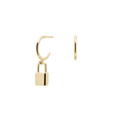 Boucles d'oreilles Cadenas Bond Plaqué Or (AR01-349-U), Diamètre 12 mm - Pdpaola