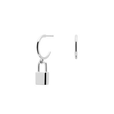 Boucles d'oreilles cadenas Bond Argent (AR02-349-U), Diamètre 12 mm - Pdpaola