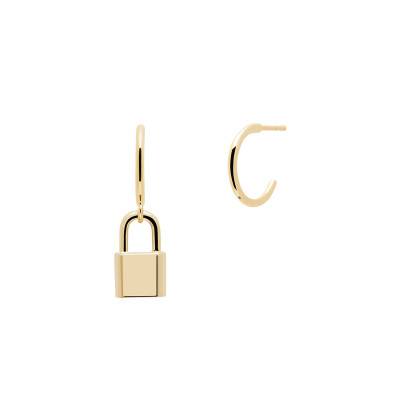 Yellow Gold-Plated Padlock Bond Earrings, 12 mm Diameter - AR01-349-U - Pdpaola