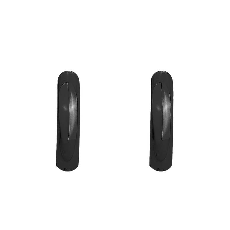 Black Steel Thick Hoop Earrings, 14 mm Diameter - Phebus