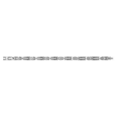 Joa Steel & White Carbon Bracelet, 19 cm to 21 cm, 7 mm Width - Phebus