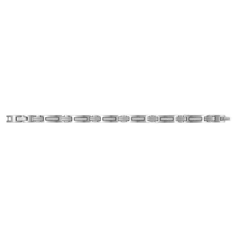 Joa Steel & White Carbon Bracelet, 19 cm to 21 cm, 7 mm Width - Phebus
