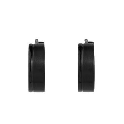 Diego Black Steel Hoop Earrings, Diameter 13 mm - Phebus