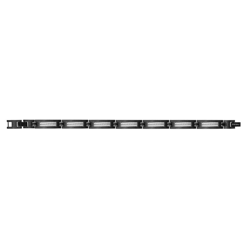 Sohan Steel, Black & White Cable Bracelet, 19.5 cm to 21 cm - Phebus