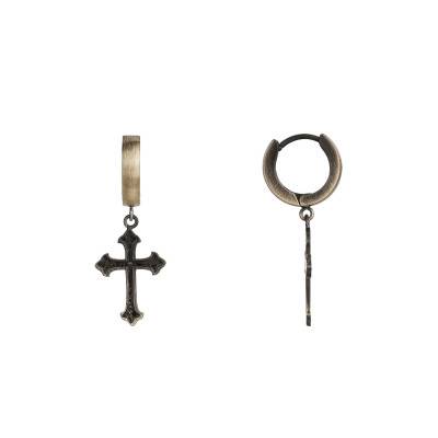 Créoles Croix Acier Brossé, Diamètre 9 mm - Phebus
